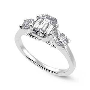 30-Pointer Emerald Cut Solitaire Diamond Accents Platinum Ring JL PT 1232