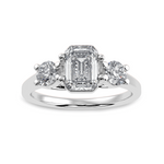 Load image into Gallery viewer, 30-Pointer Emerald Cut Solitaire Diamond Accents Platinum Ring JL PT 1232
