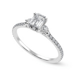 Load image into Gallery viewer, 50-Pointer Emerald Cut Solitaire Diamond Accents Shank Platinum Ring JL PT 1242-A
