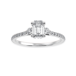 Load image into Gallery viewer, 50-Pointer Emerald Cut Solitaire Diamond Accents Shank Platinum Ring JL PT 1242-A
