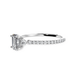 Load image into Gallery viewer, 50-Pointer Emerald Cut Solitaire Diamond Accents Shank Platinum Ring JL PT 1242-A
