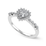Load image into Gallery viewer, 30-Pointer Heart Cut Solitaire Halo Diamond Shank Platinum Ring JL PT 1251
