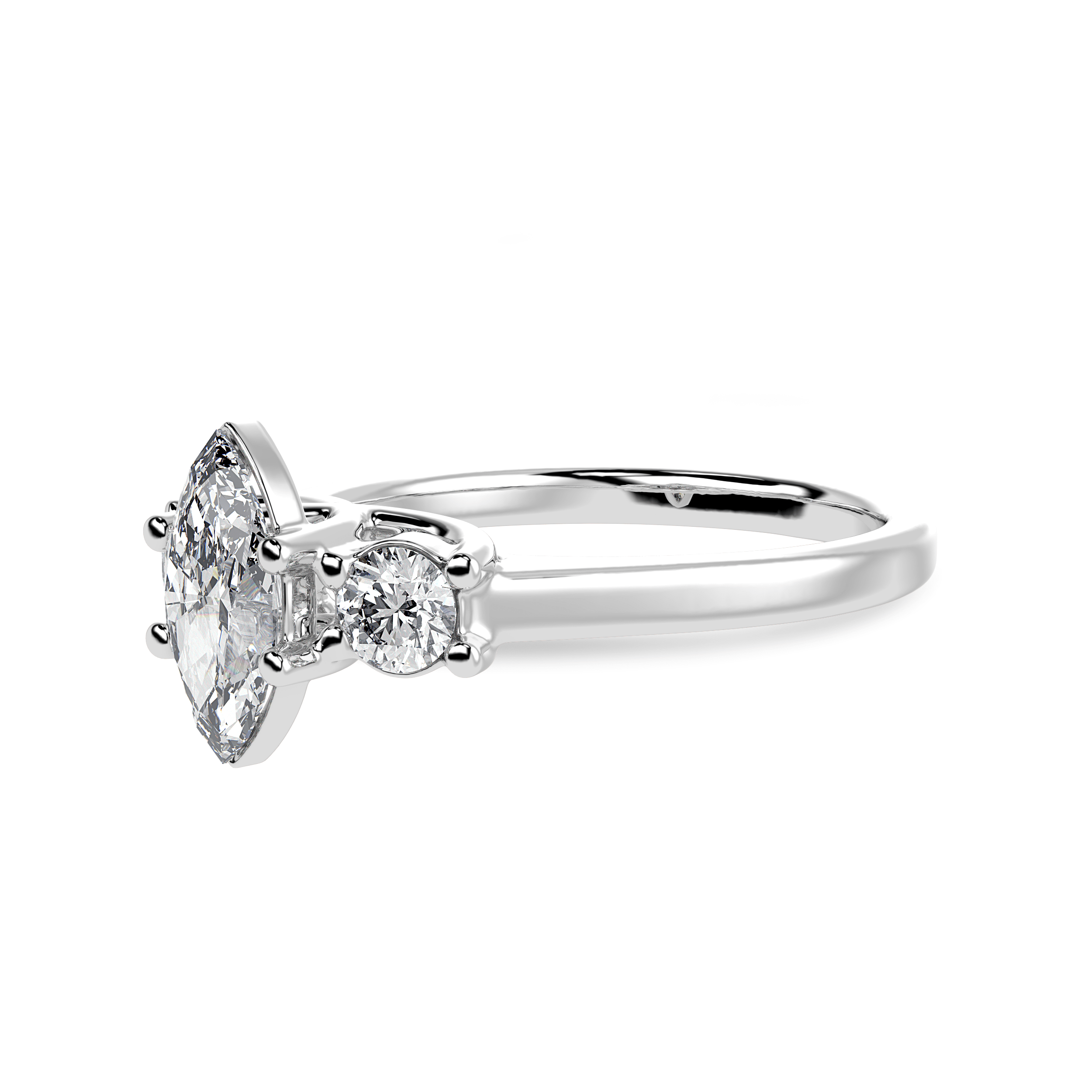 30-Pointer Marquise Cut Solitaire Diamond Accents Platinum Ring JL PT 1236