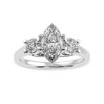 Load image into Gallery viewer, 50-Pointer Marquise Cut Solitaire Diamond Accents Platinum Ring JL PT 1236-A
