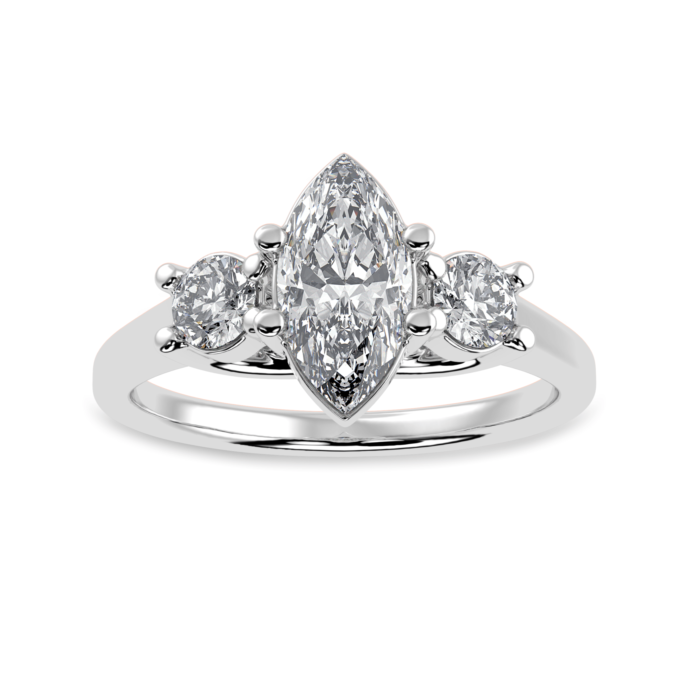 30-Pointer Marquise Cut Solitaire Diamond Accents Platinum Ring JL PT 1236