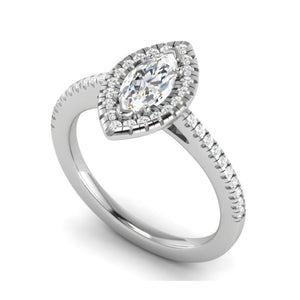 70-Pointer Marquise Cut Solitaire Halo Diamond Shank Platinum Ring JL PT RH MQ 122-B