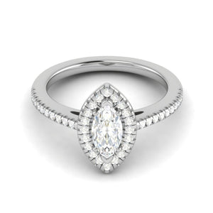 70-Pointer Marquise Cut Solitaire Halo Diamond Shank Platinum Ring JL PT RH MQ 122-B