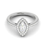 Load image into Gallery viewer, 30-Pointer Marquise Cut Solitaire Halo Diamond Shank Platinum Ring JL PT RH MQ 122
