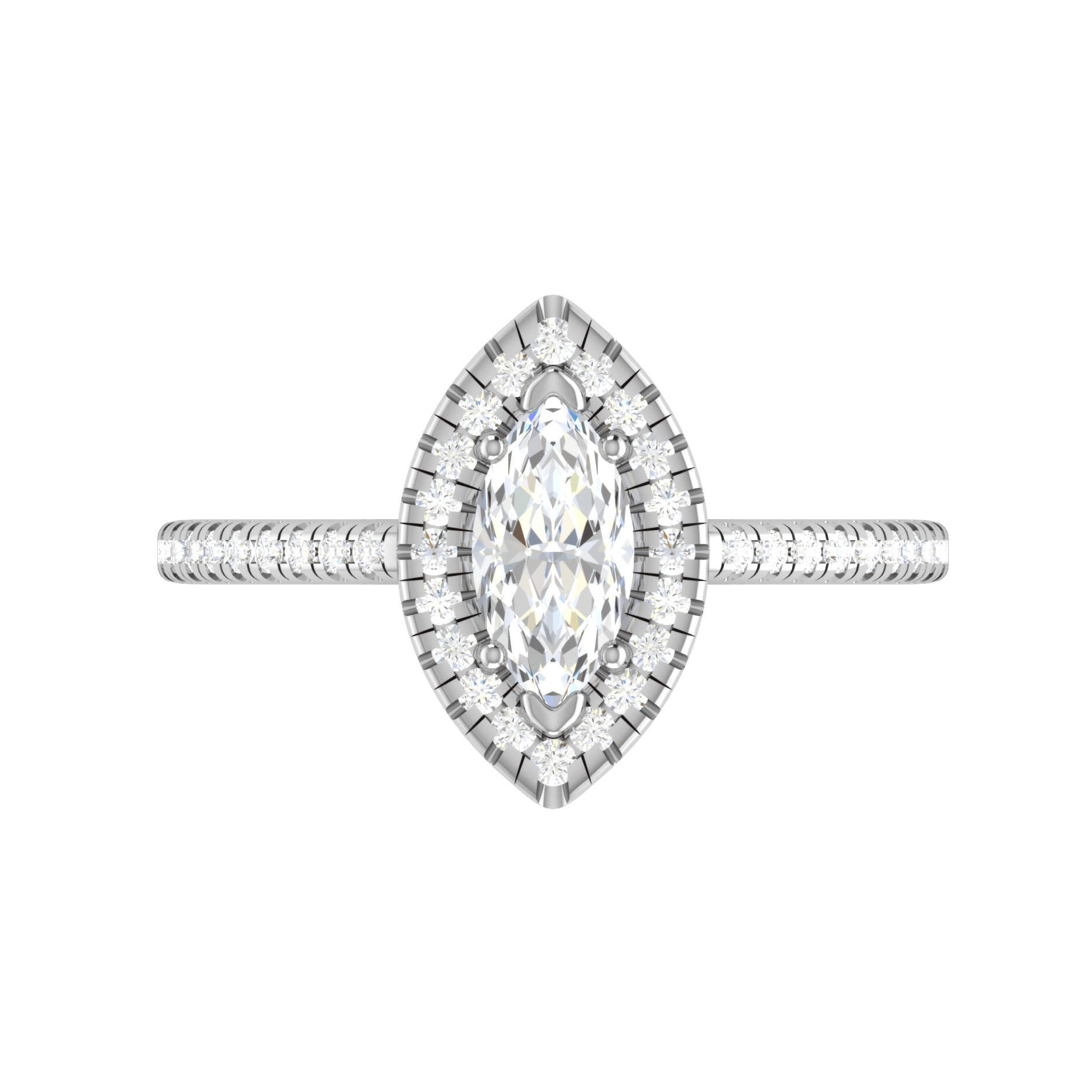 30-Pointer Marquise Cut Solitaire Halo Diamond Shank Platinum Ring JL PT RH MQ 122