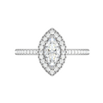Load image into Gallery viewer, 70-Pointer Marquise Cut Solitaire Halo Diamond Shank Platinum Ring JL PT RH MQ 122-B
