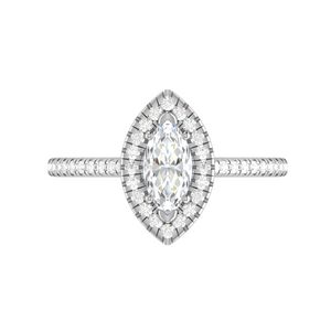 70-Pointer Marquise Cut Solitaire Halo Diamond Shank Platinum Ring JL PT RH MQ 122-B