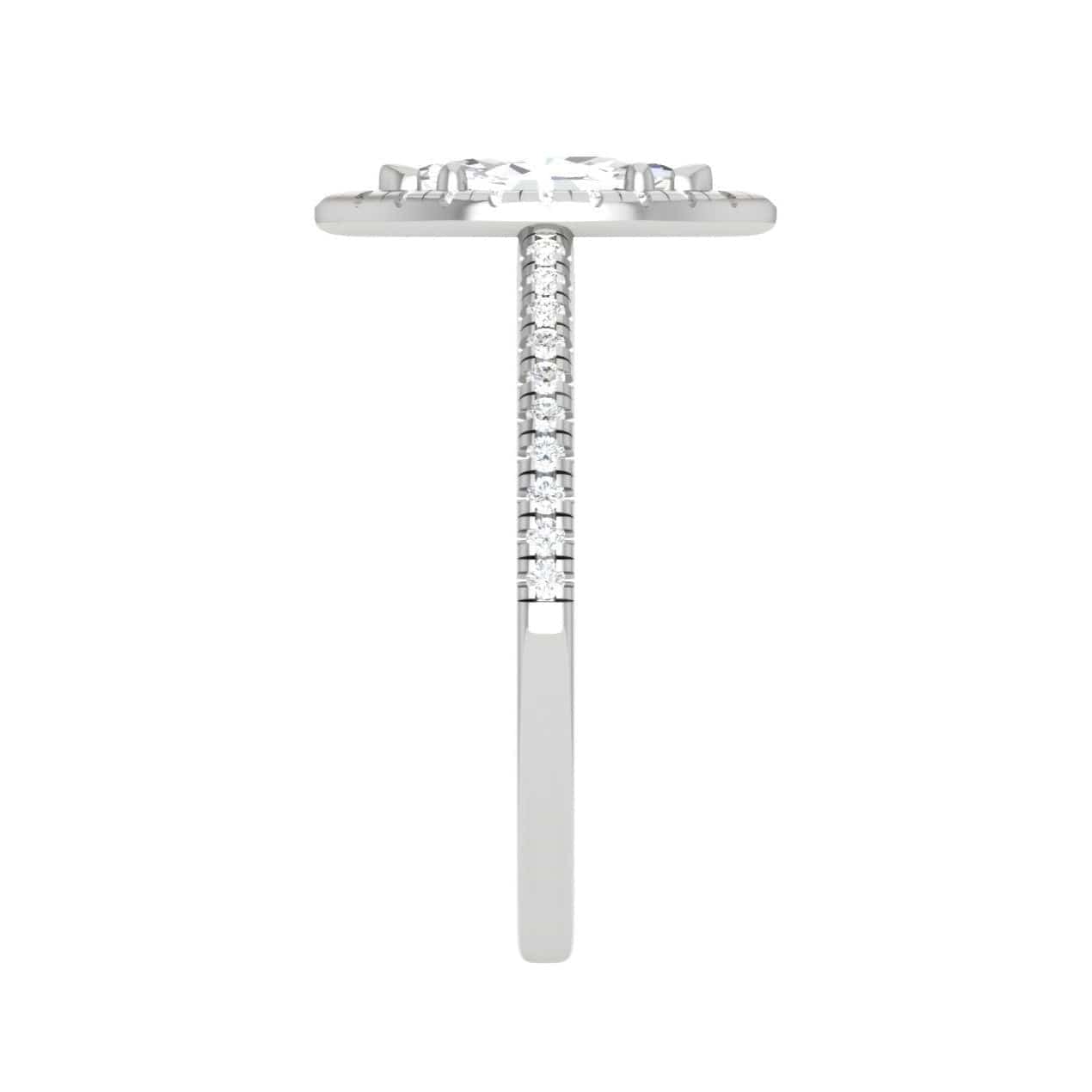 70-Pointer Marquise Cut Solitaire Halo Diamond Shank Platinum Ring JL PT RH MQ 122-B