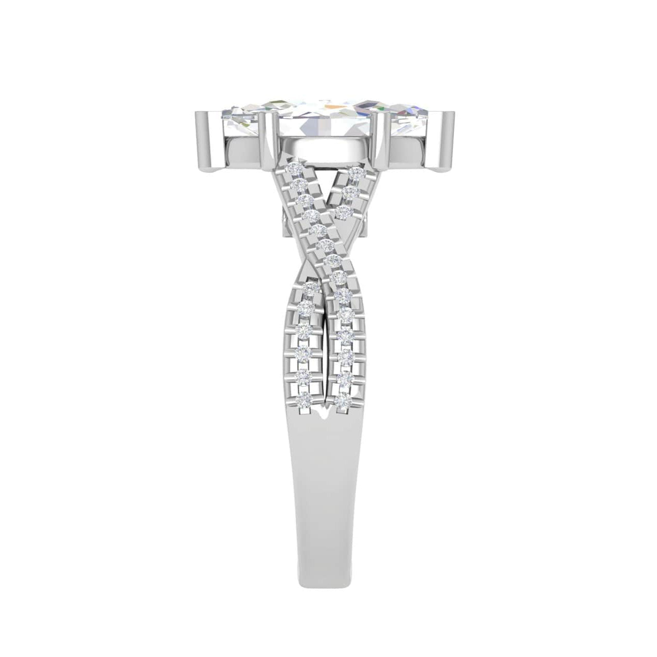 70-Pointer Marquise Solitaire Diamonds Twisted Shank Platinum Ring JL PT REPS1456-B