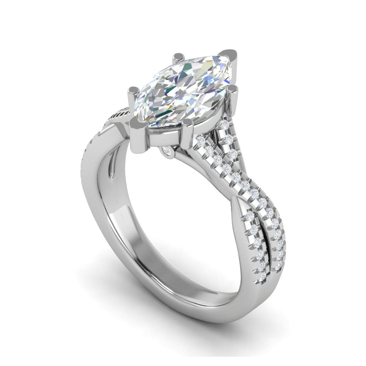 70-Pointer Marquise Solitaire Diamonds Twisted Shank Platinum Ring JL PT REPS1456-B
