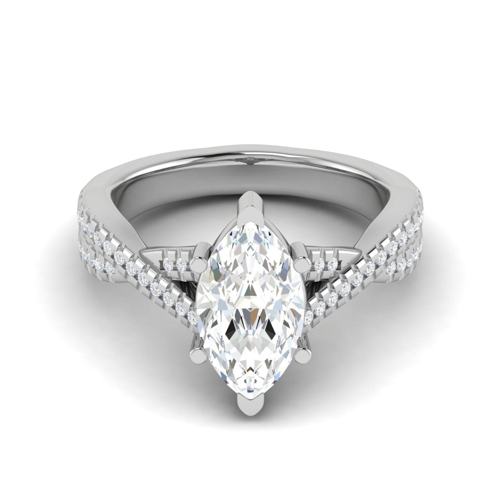 70-Pointer Marquise Solitaire Diamonds Twisted Shank Platinum Ring JL PT REPS1456-B