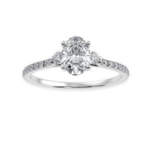 70-Pointer Oval Cut Solitaire Diamond Accents Shank Platinum Ring JL PT 1244-B
