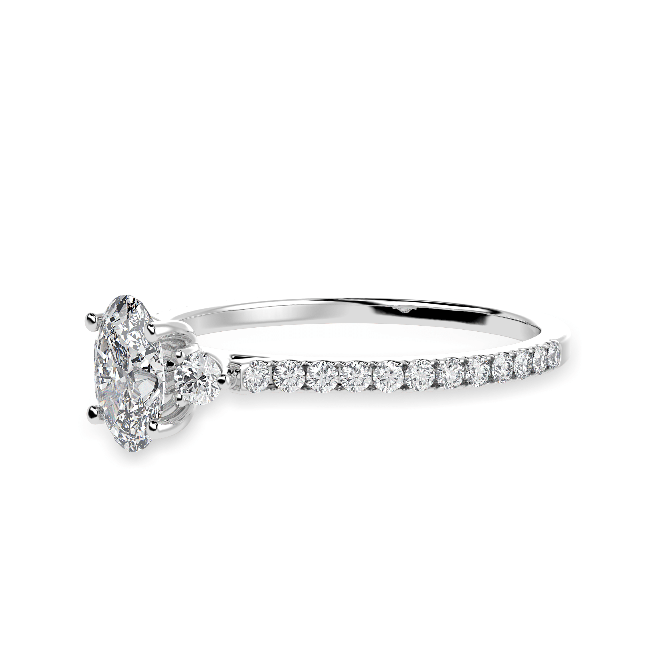 70-Pointer Oval Cut Solitaire Diamond Accents Shank Platinum Ring JL PT 1244-B