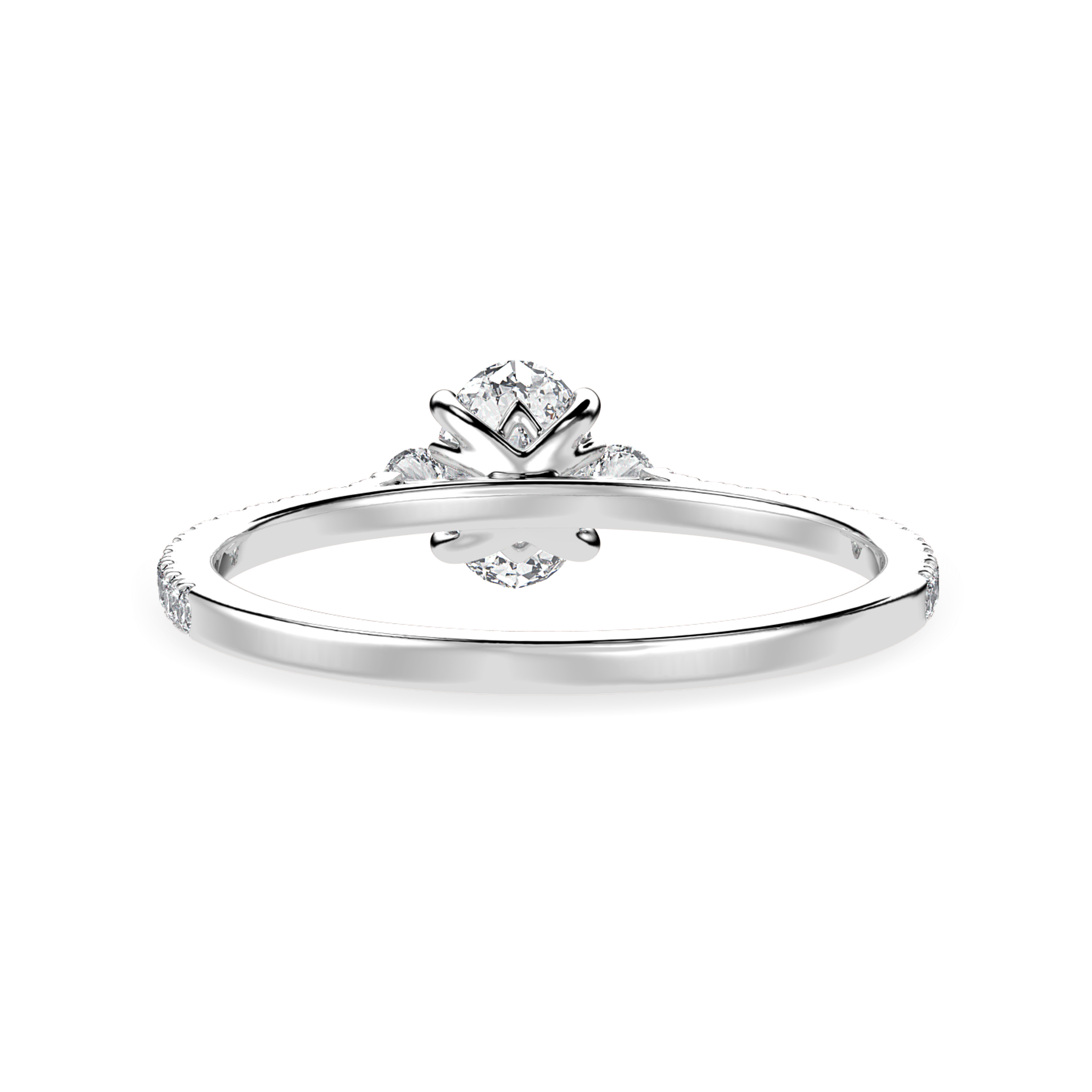 70-Pointer Oval Cut Solitaire Diamond Accents Shank Platinum Ring JL PT 1244-B
