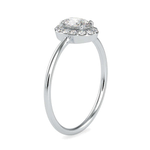 50-Pointer Oval Cut Solitaire Platinum Halo Diamond Ring JL PT 0626-A