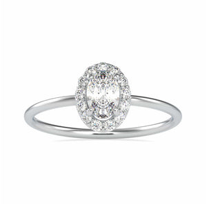 50-Pointer Oval Cut Solitaire Platinum Halo Diamond Ring JL PT 0626-A
