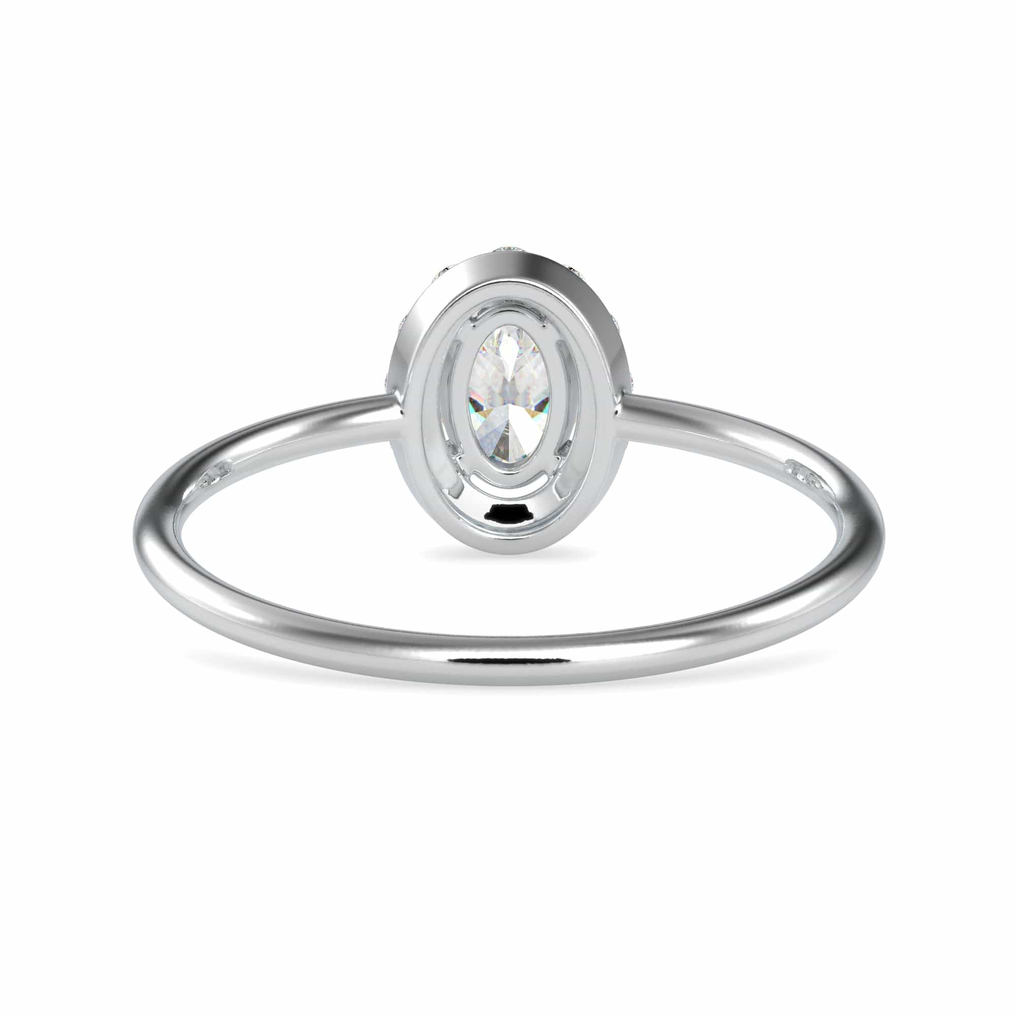50-Pointer Oval Cut Solitaire Platinum Halo Diamond Ring JL PT 0626-A