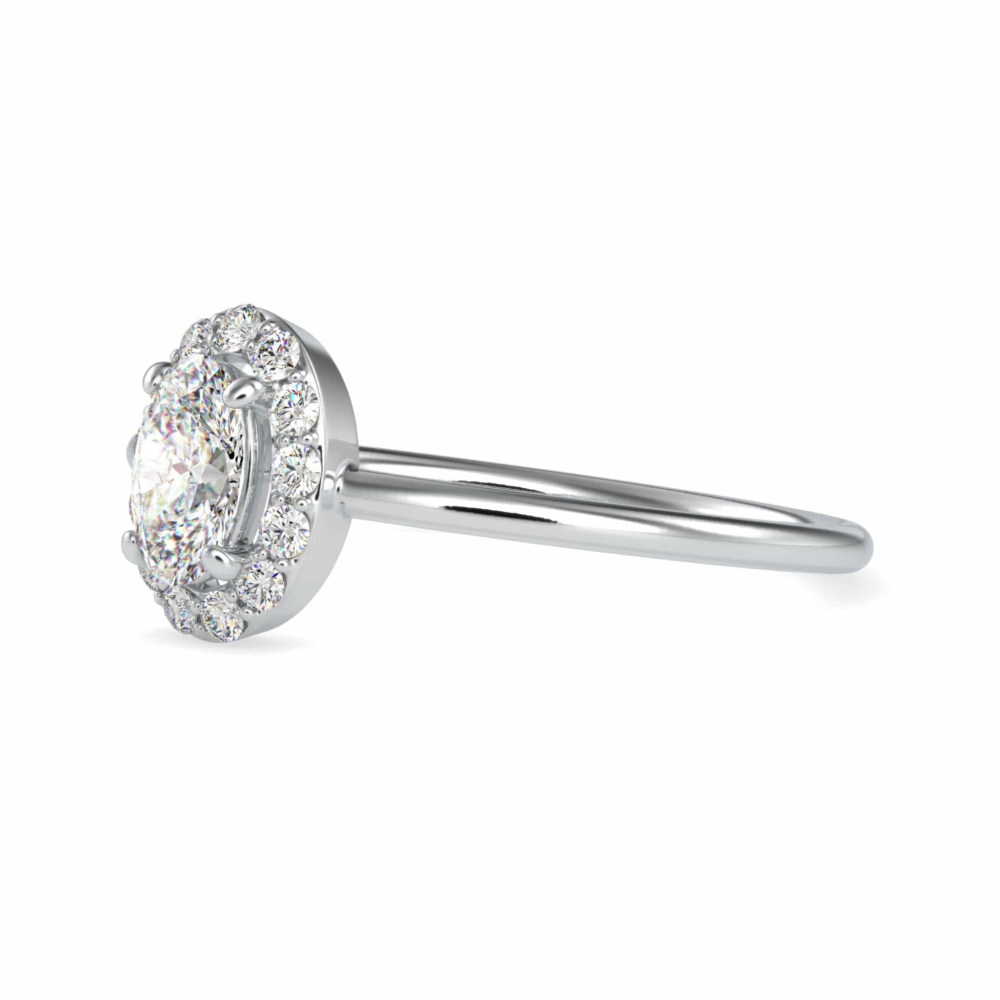 50-Pointer Oval Cut Solitaire Platinum Halo Diamond Ring JL PT 0626-A