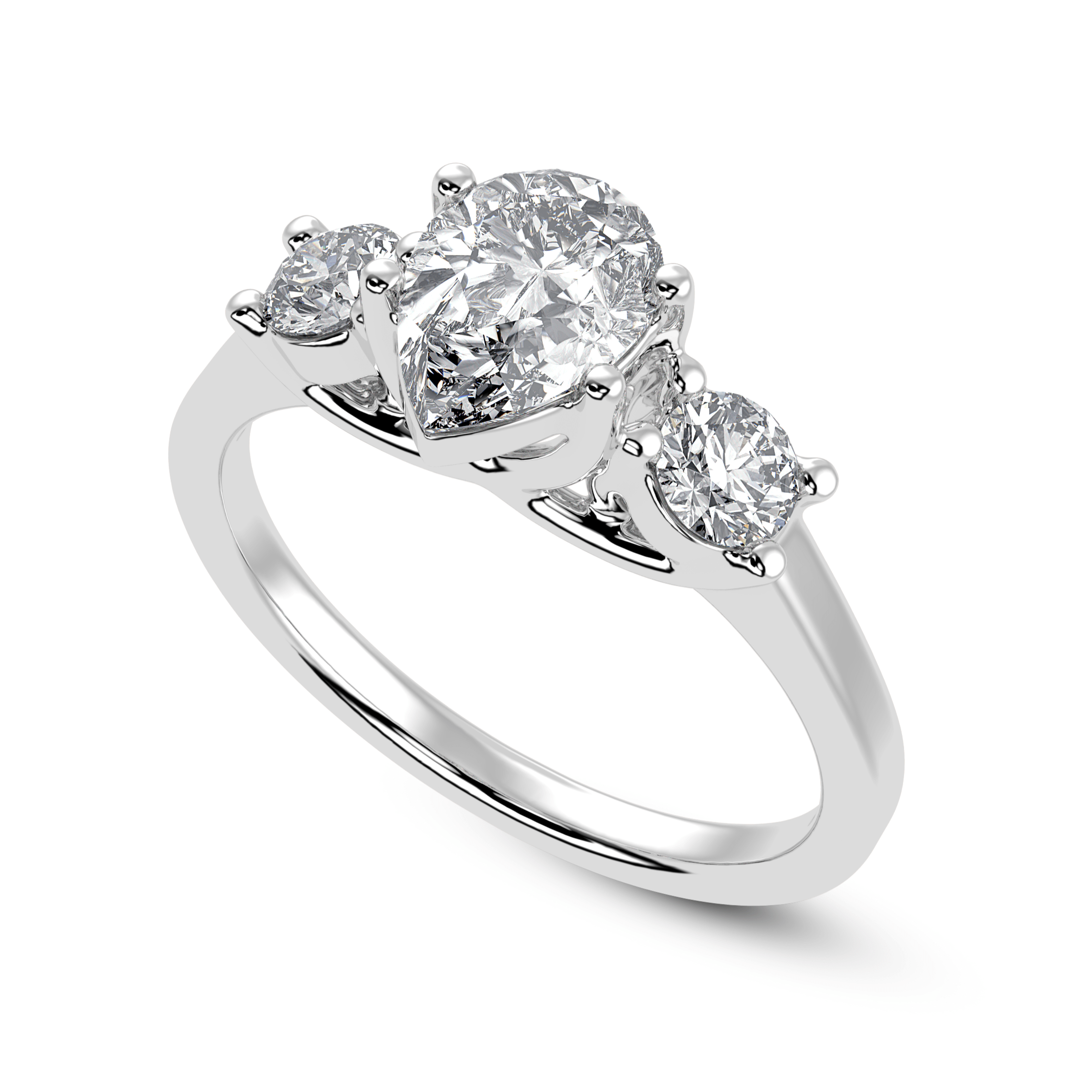 30-Pointer Pear Cut Solitaire Diamond Accents Platinum Ring JL PT 1235