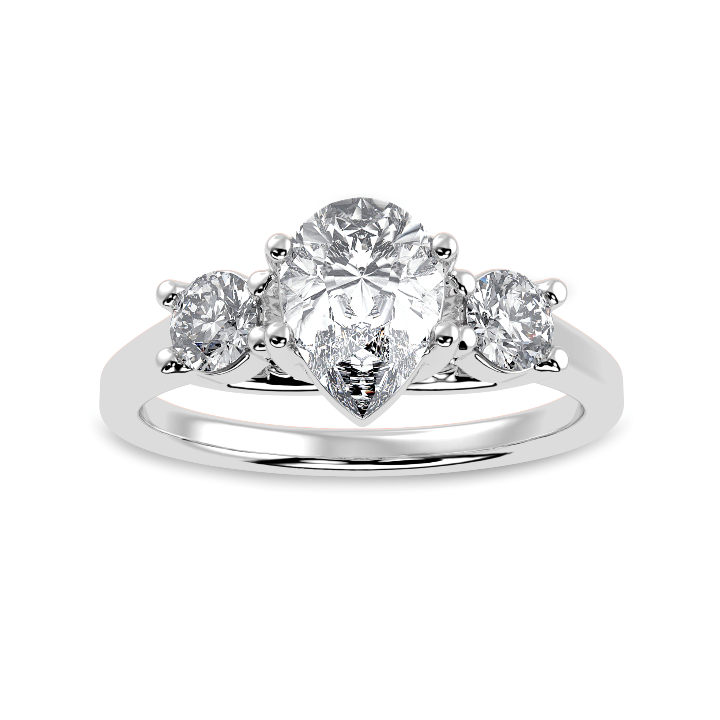 30-Pointer Pear Cut Solitaire Diamond Accents Platinum Ring JL PT 1235