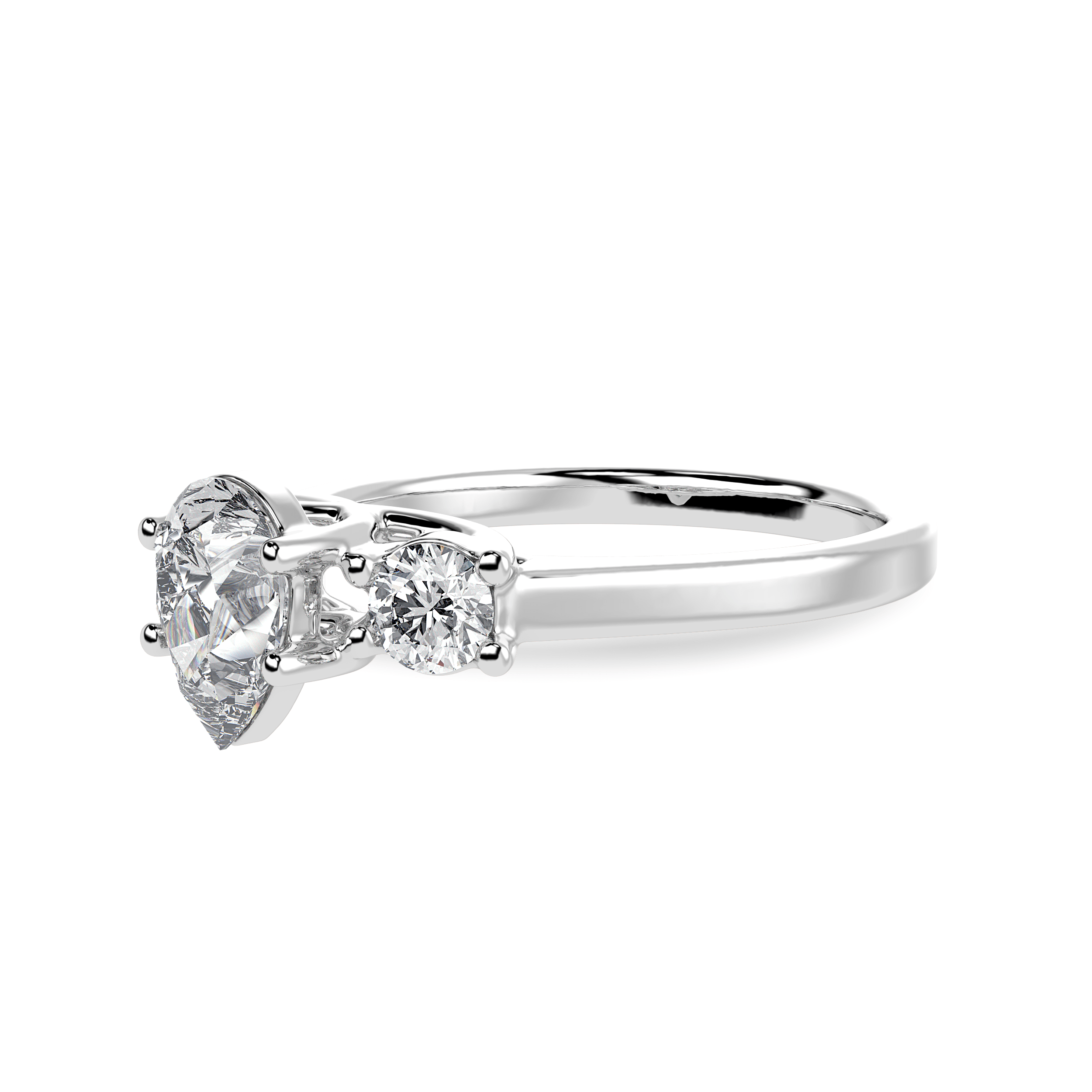 30-Pointer Pear Cut Solitaire Diamond Accents Platinum Ring JL PT 1235