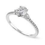 Load image into Gallery viewer, 30-Pointer Pear Cut Solitaire Diamond Accents Shank Platinum Ring JL PT 1245
