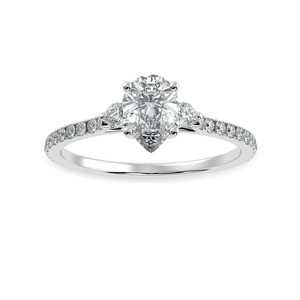 70-Pointer Pear Cut Solitaire Diamond Accents Shank Platinum Ring JL PT 1245-B