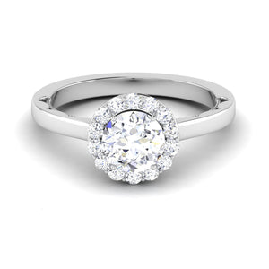 50 Pointer Platinum Diamond Halo Solitaire Engagement Ring JL PT 6590