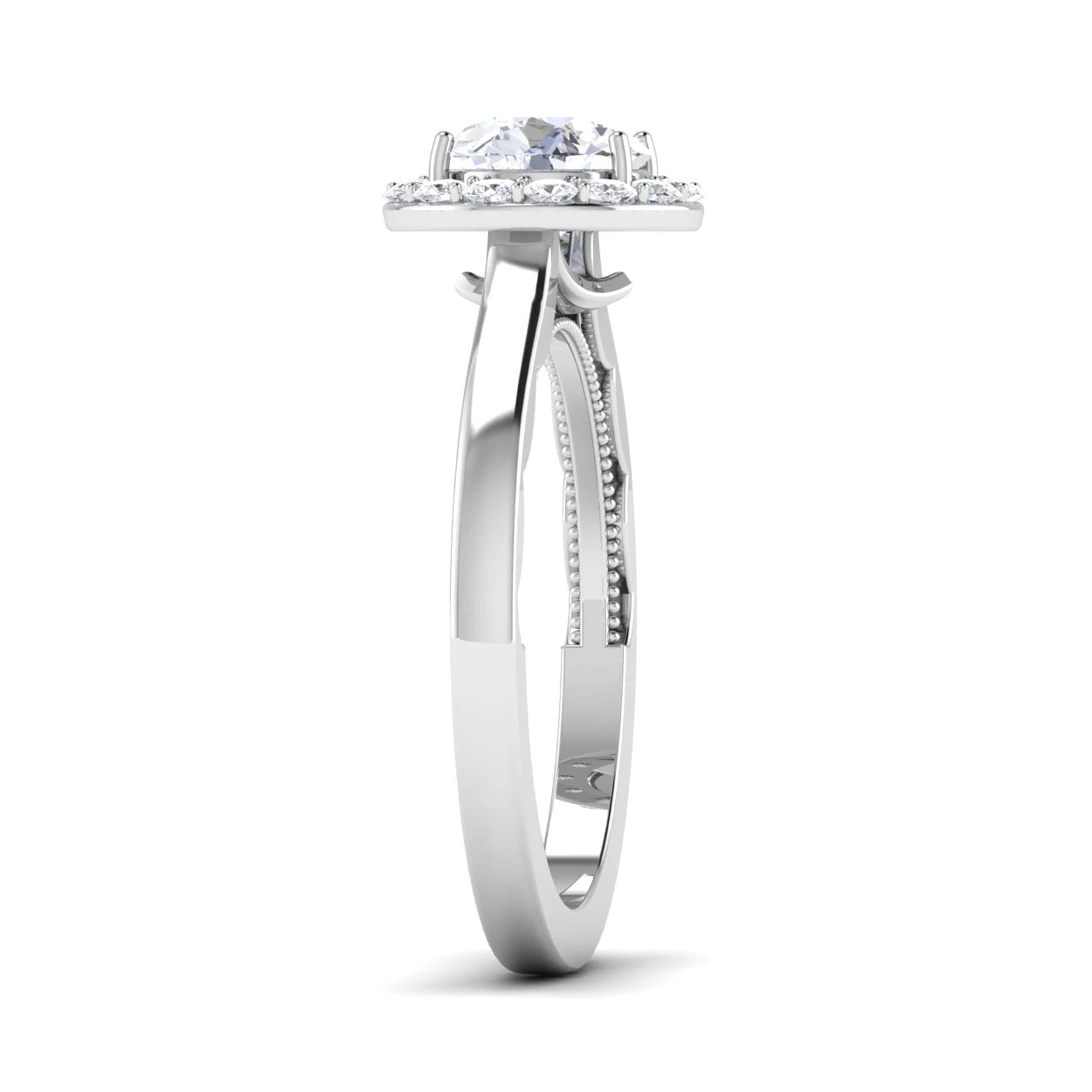 50 Pointer Platinum Diamond Halo Solitaire Engagement Ring JL PT 6590
