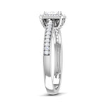 Load image into Gallery viewer, 50 Pointer Platinum Shank Halo Princes Cut Diamond Solitaire Engagement Ring JL PT 7013
