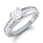 Load image into Gallery viewer, 1.50-Carat Platinum Lab Grown Solitaire Accent Diamonds Engagement Ring for Women JL PT LG G-119-D
