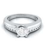 Load image into Gallery viewer, 70-Pointer Platinum Solitaire Engagement Ring for Women with Accent Diamonds JL PT G 119-B

