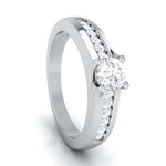 Load image into Gallery viewer, 1-Carat Platinum Lab Grown Solitaire Accent Diamonds Engagement Ring for Women JL PT LG G-119-C
