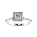 Load image into Gallery viewer, 1-Carat Princess Cut Solitaire Halo Diamond with Marquise Cut Diamond Accents Platinum Ring JL PT 1277-C
