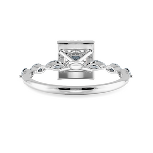 30-Pointer Princess Cut Solitaire Halo Diamond with Marquise Cut Diamond Accents Platinum Ring JL PT 1277