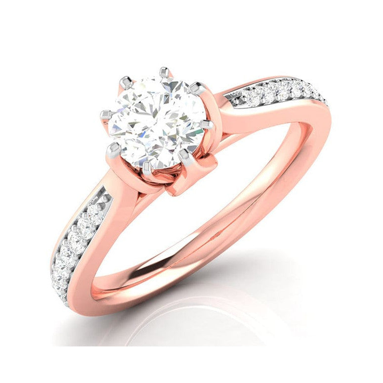 50-Pointer Solitaire Diamond Shank 18K Rose Gold Ring JL AU G 109R-A   Jewelove.US