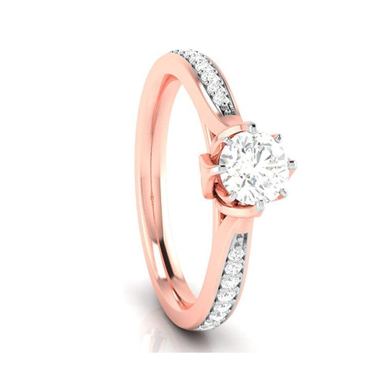 70-Pointer Lab Grown Solitaire Diamond Shank 18K Rose Gold Ring JL AU LG G-109R-B   Jewelove.US