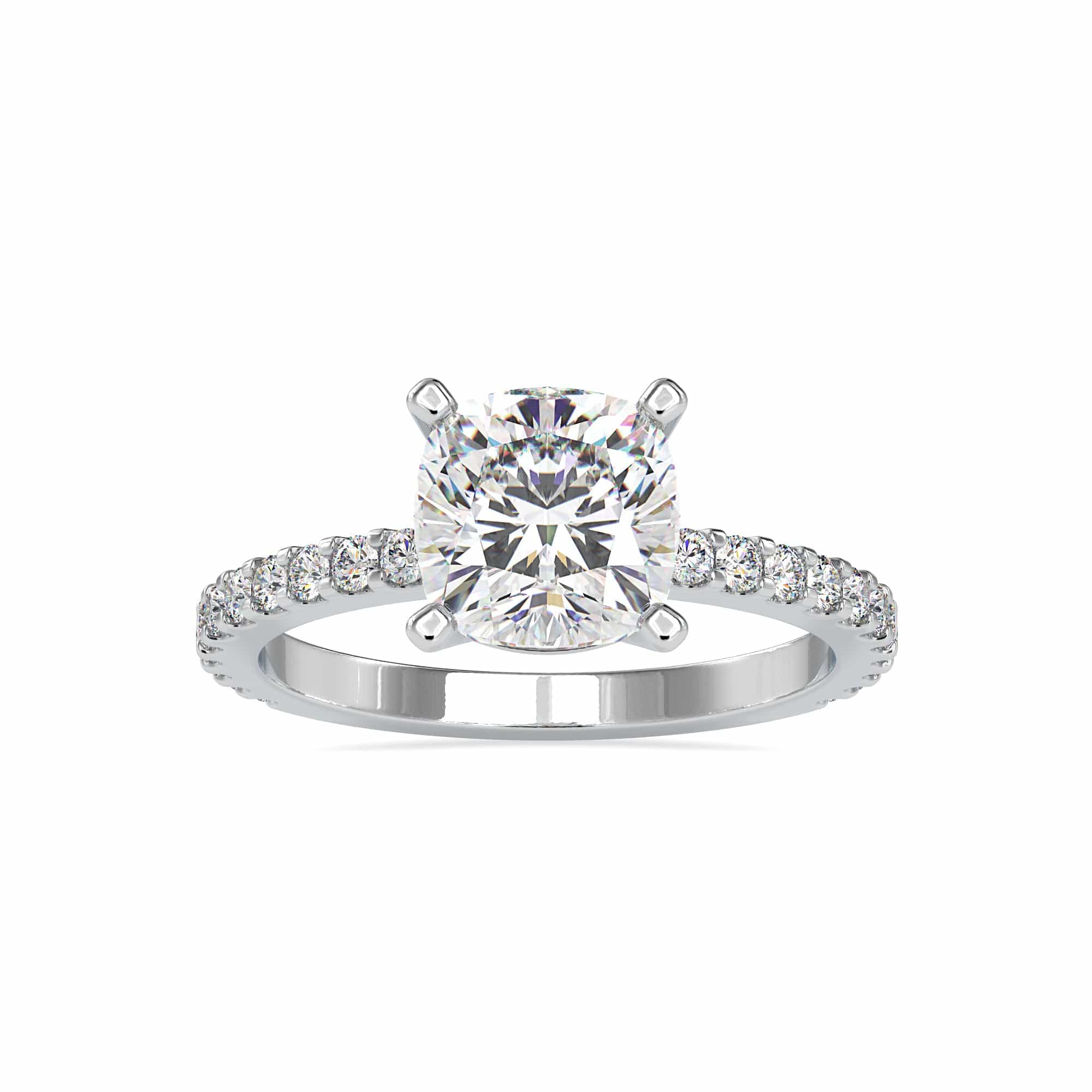 2-Carat Lab Grown Solitaire Platinum Diamond Shank Engagement Ring JL PT LG G 0052-D