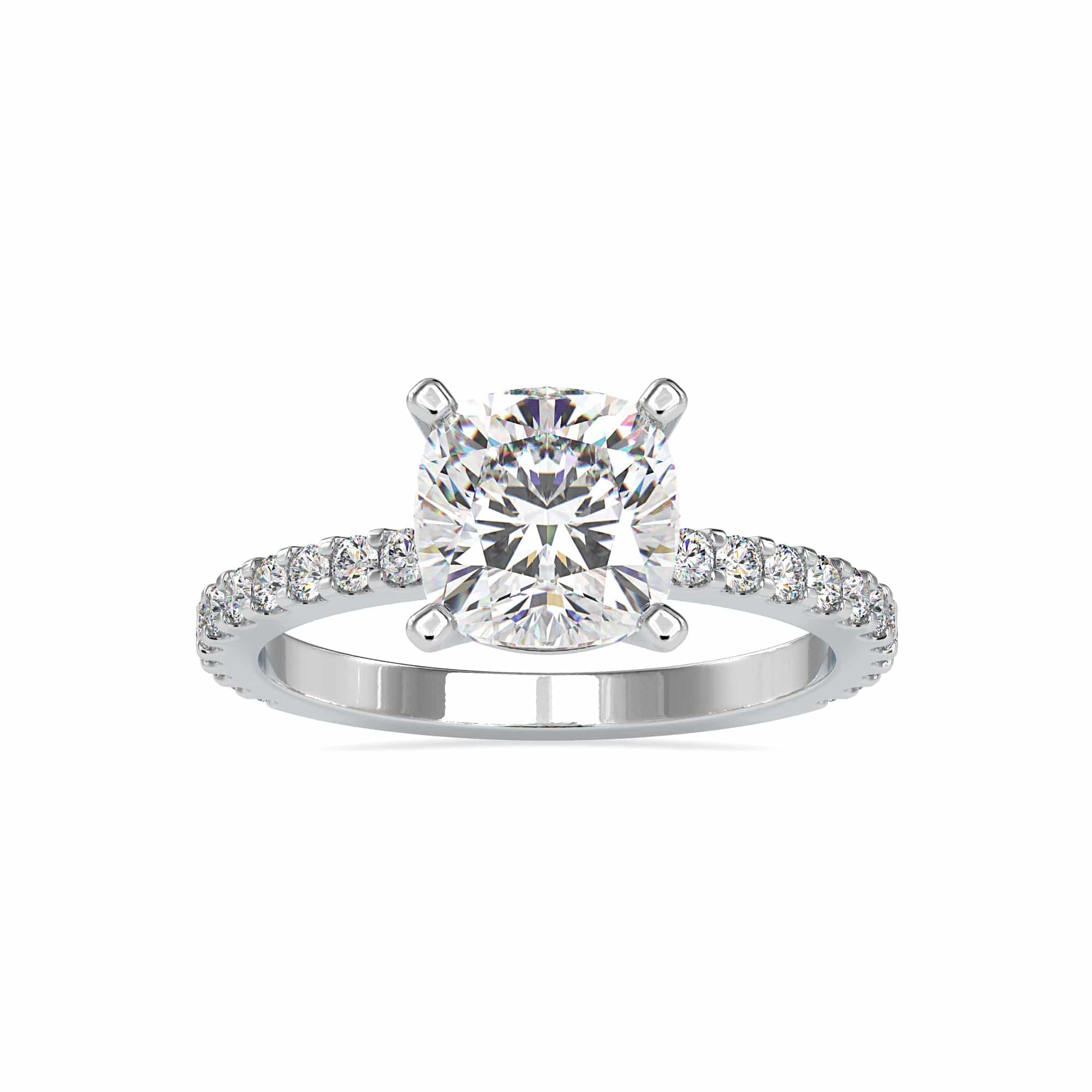 50-Pointer Lab Grown Solitaire Platinum Diamond Shank Engagement Ring JL PT LG G 0052