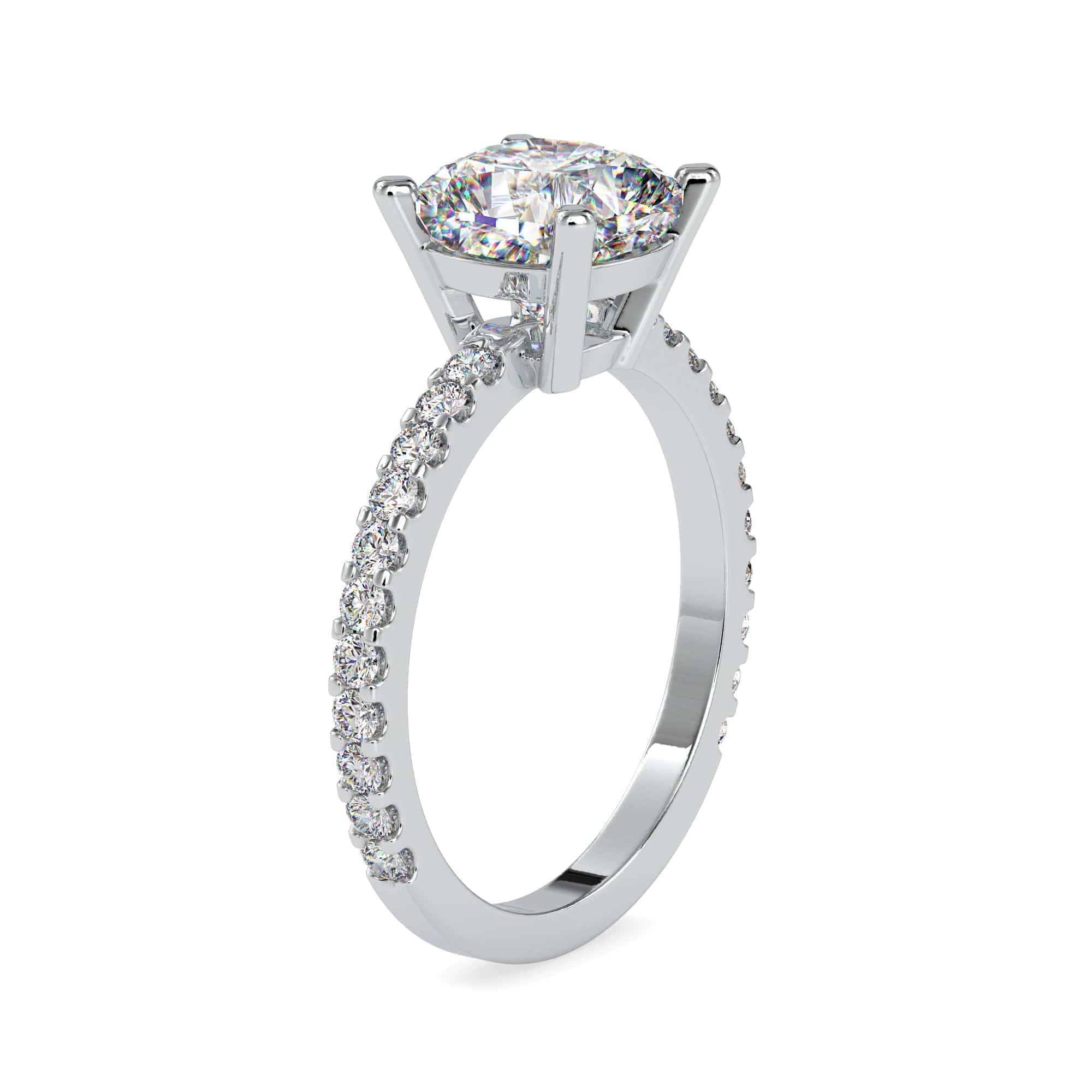 50-Pointer Lab Grown Solitaire Platinum Diamond Shank Engagement Ring JL PT LG G 0052
