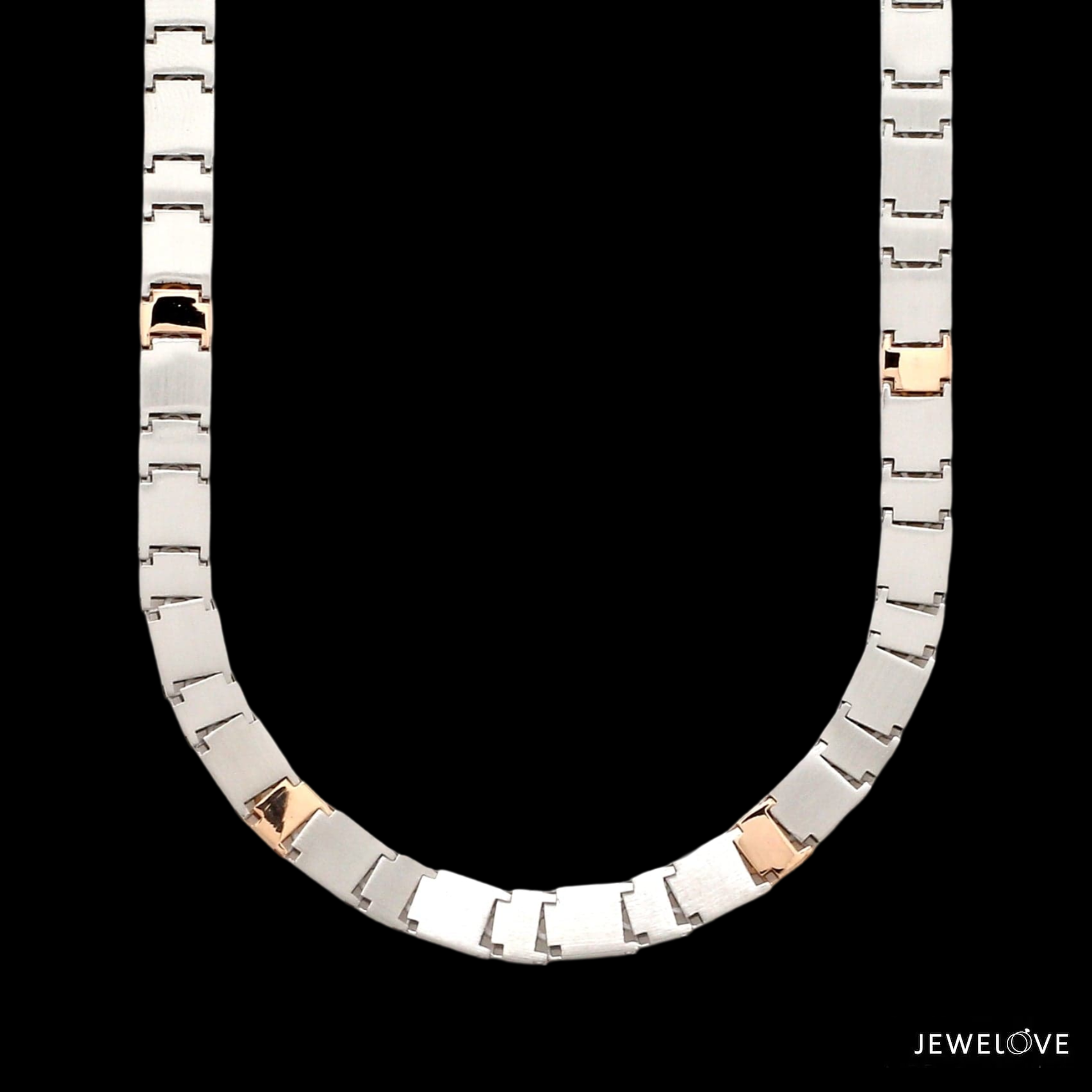 6.5mm Platinum Rose Gold Two Side Chain with Hi-Polish & Matte Finish for Men JL PT CH 1231