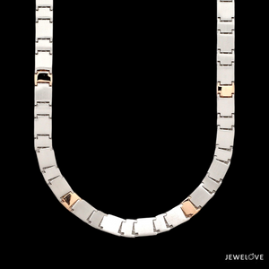 6.5mm Platinum Rose Gold Two Side Chain with Hi-Polish & Matte Finish for Men JL PT CH 1231