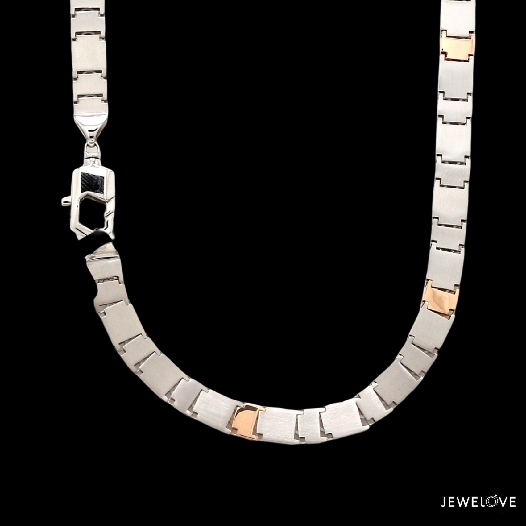 6.5mm Platinum Rose Gold Two Side Chain with Hi-Polish & Matte Finish for Men JL PT CH 1231