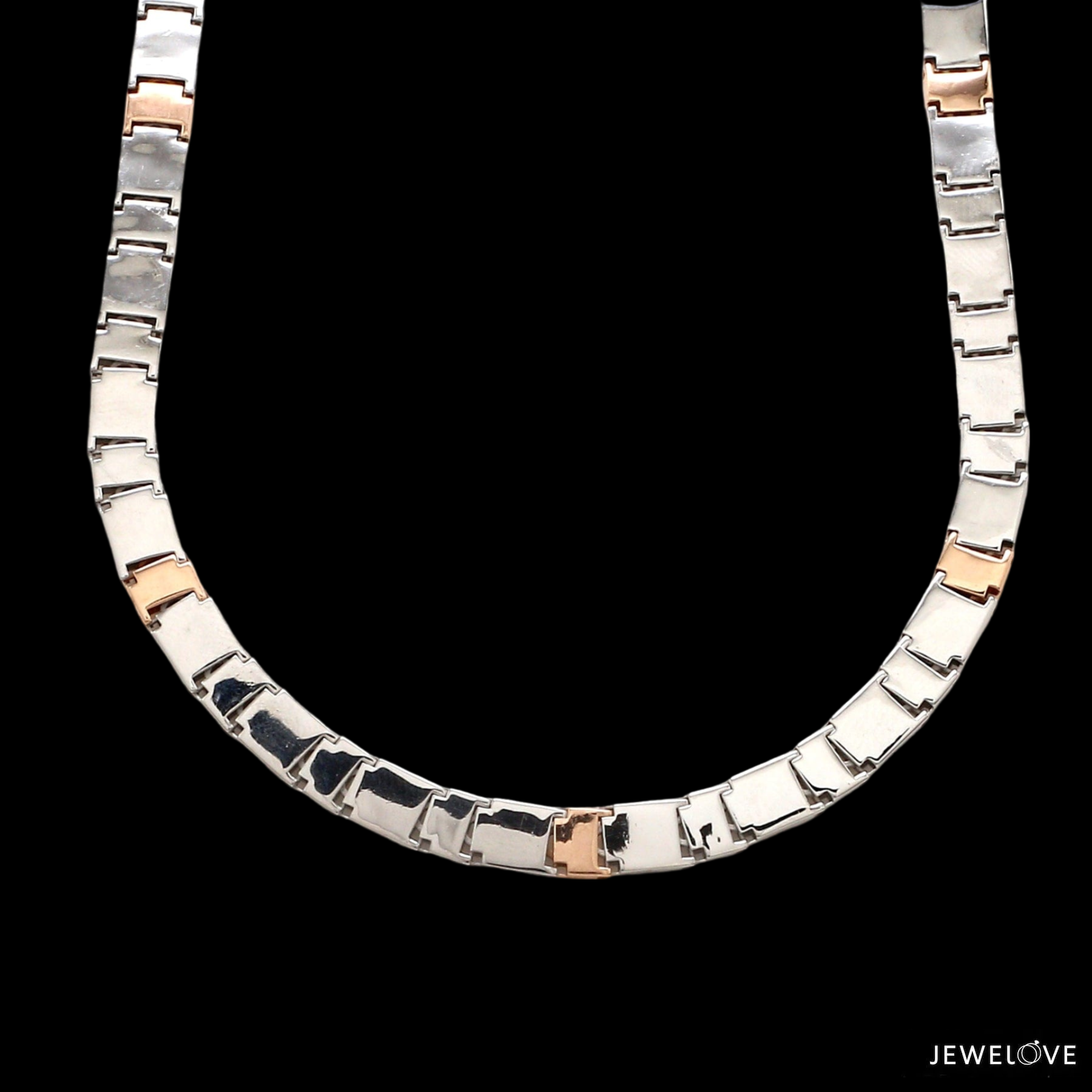 6.5mm Platinum Rose Gold Two Side Chain with Hi-Polish & Matte Finish for Men JL PT CH 1231