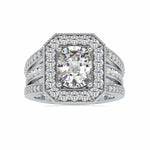 Load image into Gallery viewer, 50-Poiinter Oval Cut Solitaire Halo Diamond Spilt Shank Designer Platinum Ring JL PT 0091-A
