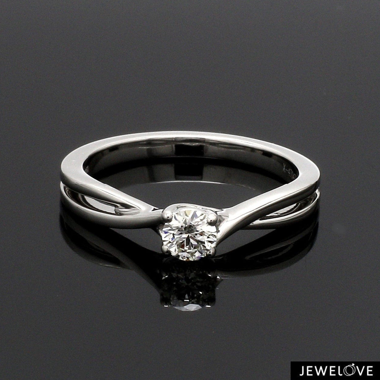 50-Pointer 4 Prong Platinum Solitaire Ring with a Twist JL PT 676-B